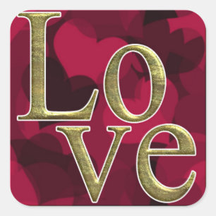 Liebe Sticker, glänzend, 3 Zoll (Blatt 6) Quadratischer Aufkleber