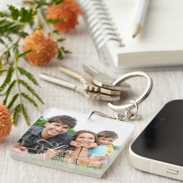 Liebe Stilvolles Foto Elegant Personalisiert Schlüsselanhänger (Vorderseite rechts)
