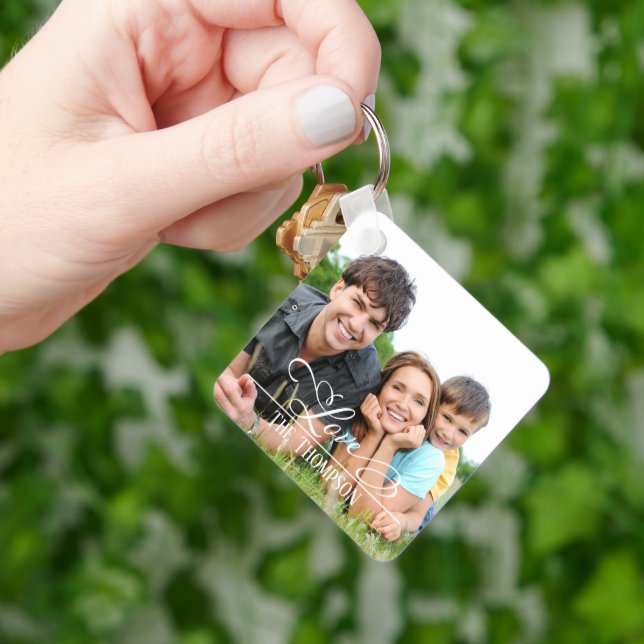 Liebe Stilvolles Foto Personalisiert Elegant Schlüsselanhänger (Hand)
