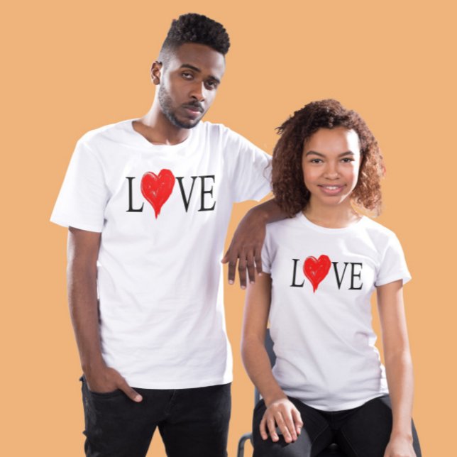 Liebe Stilvolles Rotes Herz romantisches Couple Zi T-Shirt (Von Creator hochgeladen)
