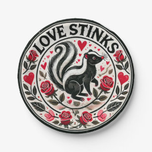 Liebe stinkt Skunks Valentinstag Pappteller