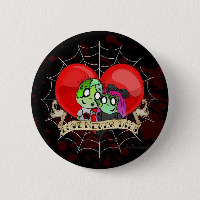 Liebe stirbt nie Knopf Button (Vorderseite)