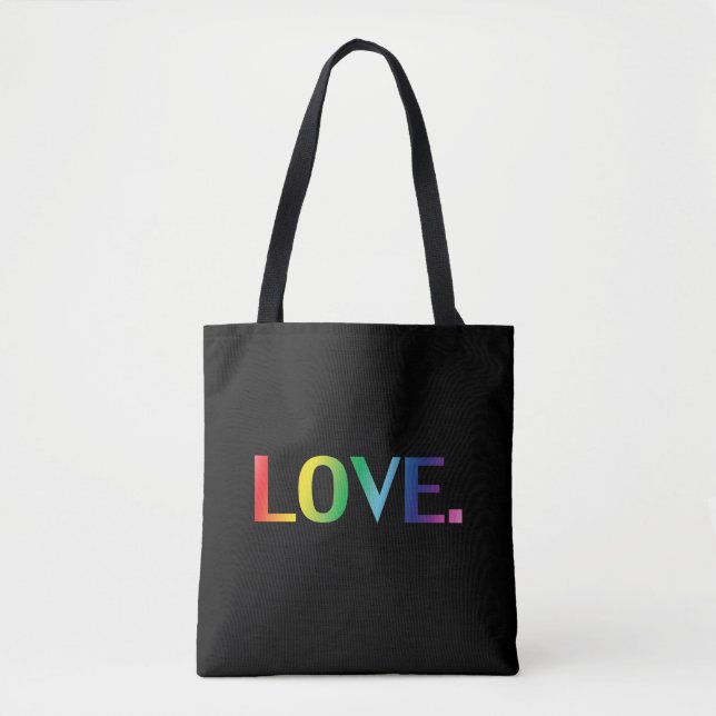 Liebe, Stolz lgbtq Gay que Regenbogen schwarz Tasche (Vorderseite)