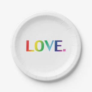 Liebe, Stolz lgbtq Gay quee Regenbogenfarben Pappteller
