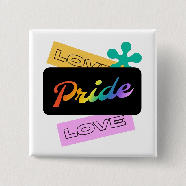 Liebe stolz Liebe. LGBT+Stolz. Rainbow Button (Vorderseite)