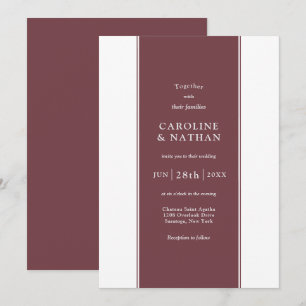 Liebe Story Elegantes Farbband in Marsala Burgund Einladung