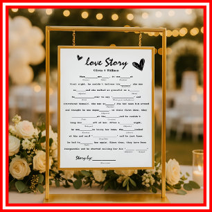 Liebe Story Game Funny Elegante Einfache Hochzeit Poster