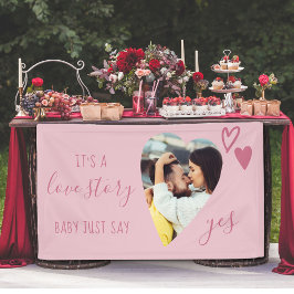 Liebe Story Heart Foto sagen Ja Heirat Vorschlag Banner