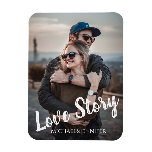 Liebe-Story, moderne Stilschrift,Hochzeitsgeschenk Magnet (Vertikal)