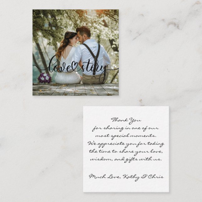 Liebe Story Wedding Picture Vielen Dank Quadratische Visitenkarte (Vorne/Hinten)