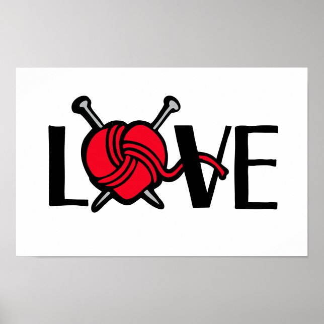 Liebe Stricker Strickgrafik Kunst Poster (Vorne)