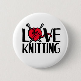 Liebe Strickknopf Abzeichen in rot Schwarz-weiß Button