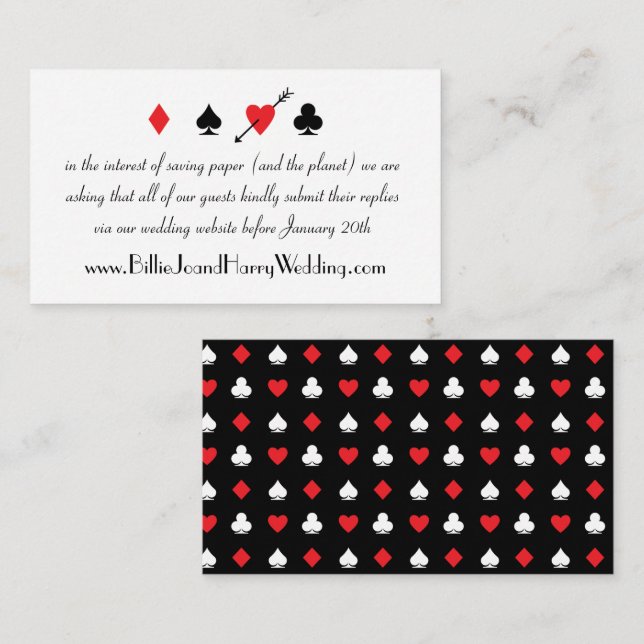 Liebe Struck Casino Wedding Online RSVP Card Begleitkarte (Vorne/Hinten)