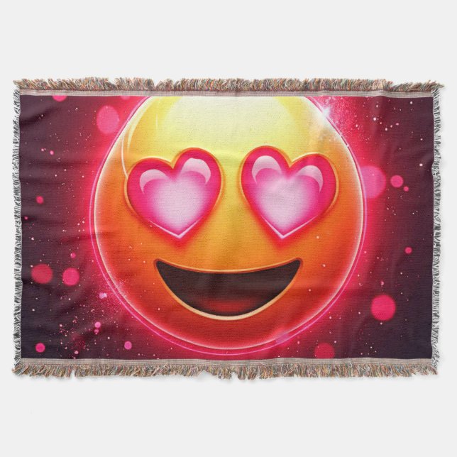Liebe Struck Emoji Hearts Glow Decke (Vorderseite)