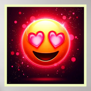 Liebe Struck Emoji Hearts Glow Poster