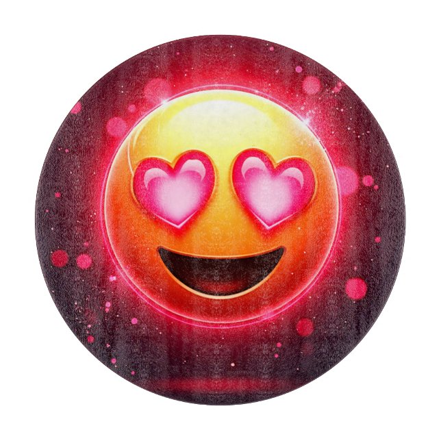 Liebe Struck Emoji Hearts Glow Schneidebrett (Vorderseite)