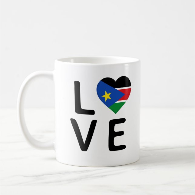 Liebe - Südsudan-Flagge Kaffeetasse (Links)