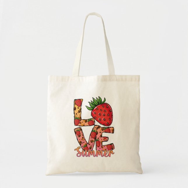 Liebe Summer Strawberry Tote Bag | Hello Summer Ba Tragetasche (Vorne)