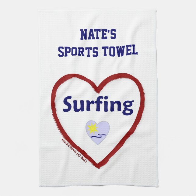 Liebe Surfen - Sporttuch (personalisieren) Handtuch (Vertikal)