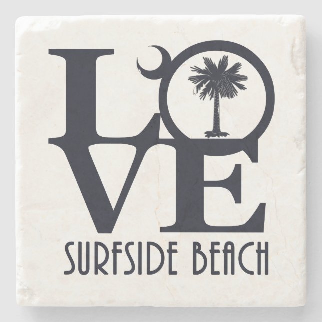 LIEBE Surfside Beach SC Steinuntersetzer (Vorderseite)