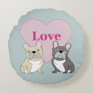 Liebe - süße Hunde Rundes Kissen