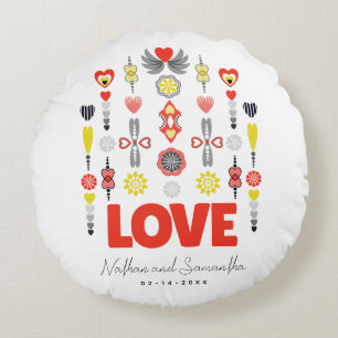 LIEBE Süße Minimalistische Hochzeit Rundes Kissen