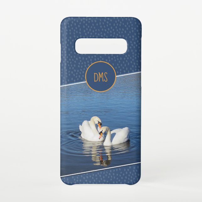 Liebe Swans Blue Monogram Phone Case Samsung Galaxy Hülle (Rückseite)