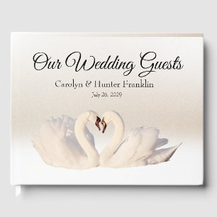 Liebe Swans on White and Cream Wedding Gästebuch