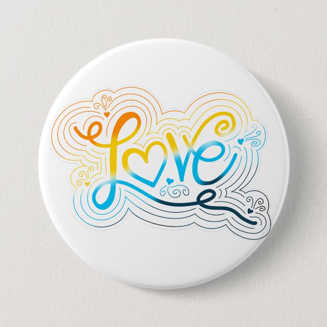 Liebe Swirl Doodle AroAce Flag Buchstaben Button (Vorderseite)