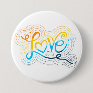 Liebe Swirl Doodle AroAce Flag Buchstaben Button