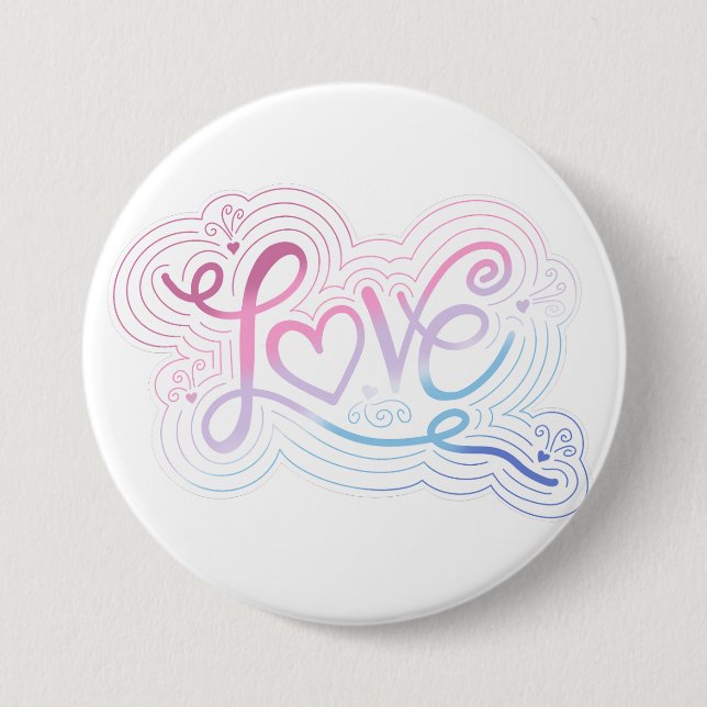 Liebe Swirl Doodle Bigender Pride Flag Buchstaben Button (Vorderseite)