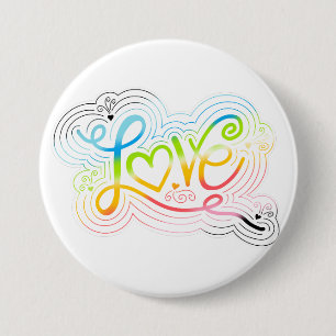 Liebe Swirl Doodle Quee Flag Buchstaben Button