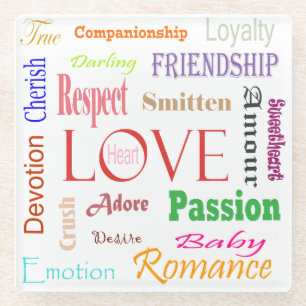 Liebe Synonyme von Shirley Taylor Glasuntersetzer