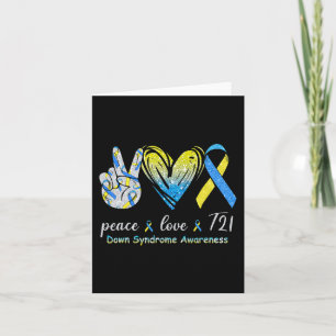 Liebe T21 Down Syndrome Awareness Blue Yellow Ribb Karte