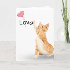 Liebe Tabby Cat mit Herzballonkarte Karte