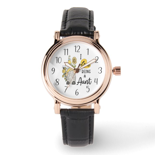 Liebe Tante beene gnome wortkunst Armbanduhr (Vorderseite)