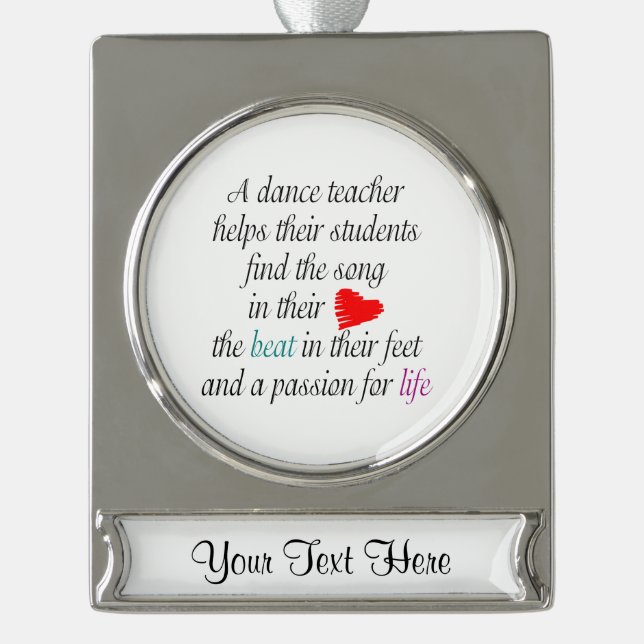 Liebe, Tanz zu unterrichten Banner-Ornament Silber (Vorderseite)