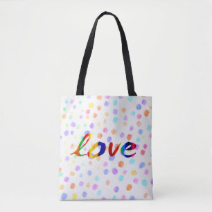 Liebe-Tasche bunt wasserfarben gemalte Punkte Tasche