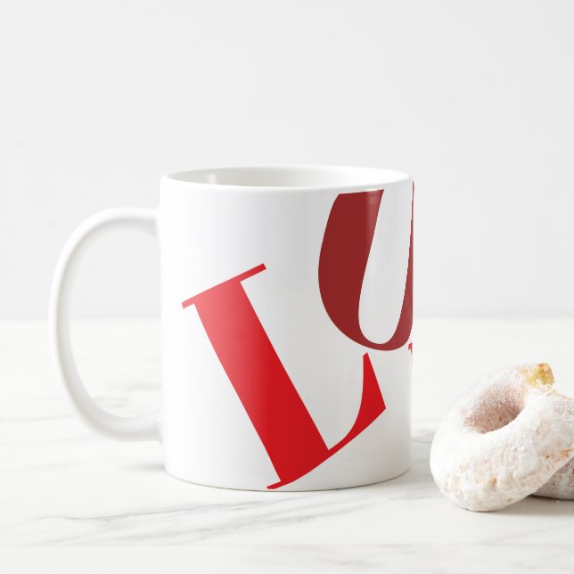 Liebe-Tasse in Rottönen Kaffeetasse (Mit Donut)