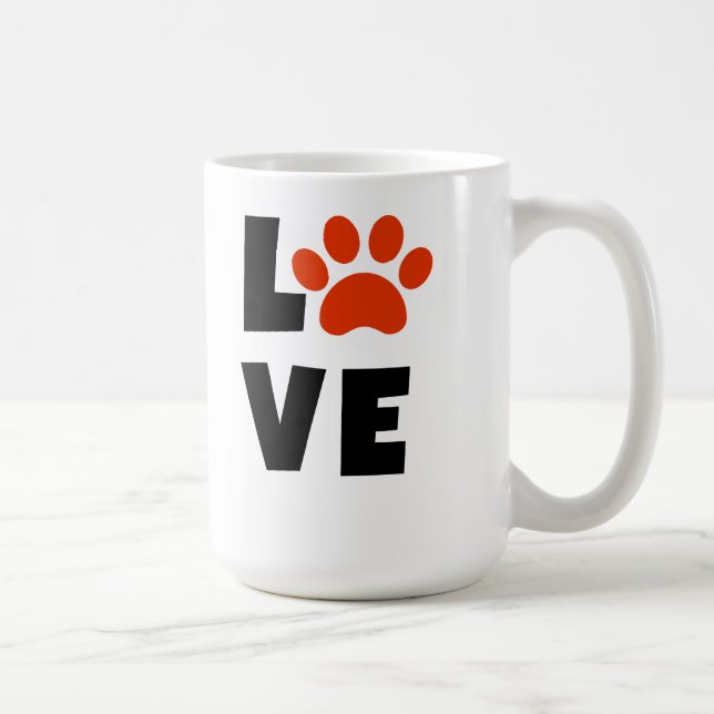Liebe-Tasse Pawprint Valentines Tages Kaffeetasse (Rechts)