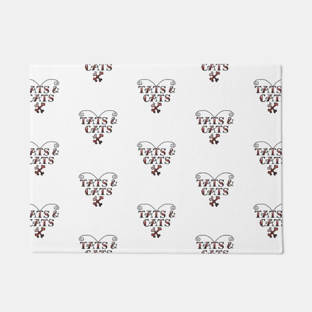 Liebe Tats & Katzen Tätowierer Herzstück Doormat Fußmatte (Vorderseite)