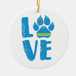 LIEBE-TATZE (blaue Buchstaben) - Verzierung Keramikornament
