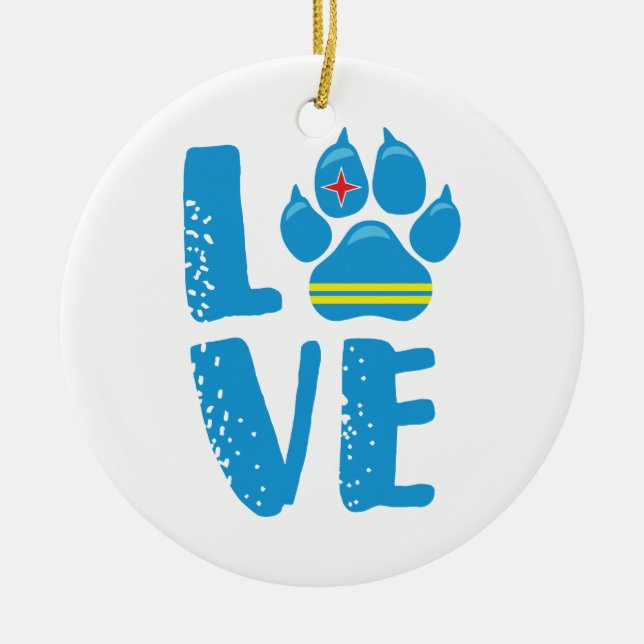LIEBE-TATZE (blaue Buchstaben) - Verzierung Keramikornament (Vorne)