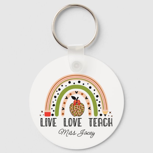Liebe Teach Inspirierte Rainbow Lehrer Wertschätzu Schlüsselanhänger (Vorderseite)
