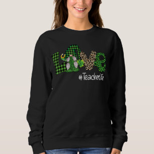 Liebe Teacher Life Funny Gnome Leopard Kariert St Sweatshirt