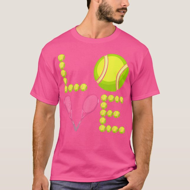 Liebe Tennis Ball Racket Tennislehrer T-Shirt (Vorderseite)