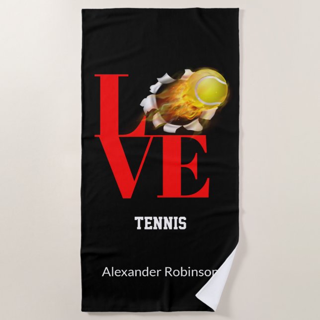 Liebe Tennis Personalisiert Sports   Strandtuch (Vorderseite)