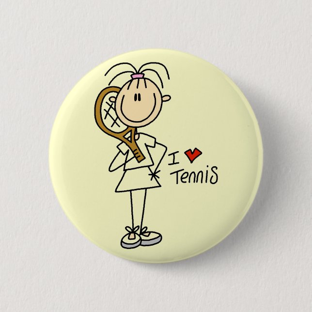 Liebe-Tennis-T-Shirts und Geschenke des Mädchen-I Button (Vorderseite)