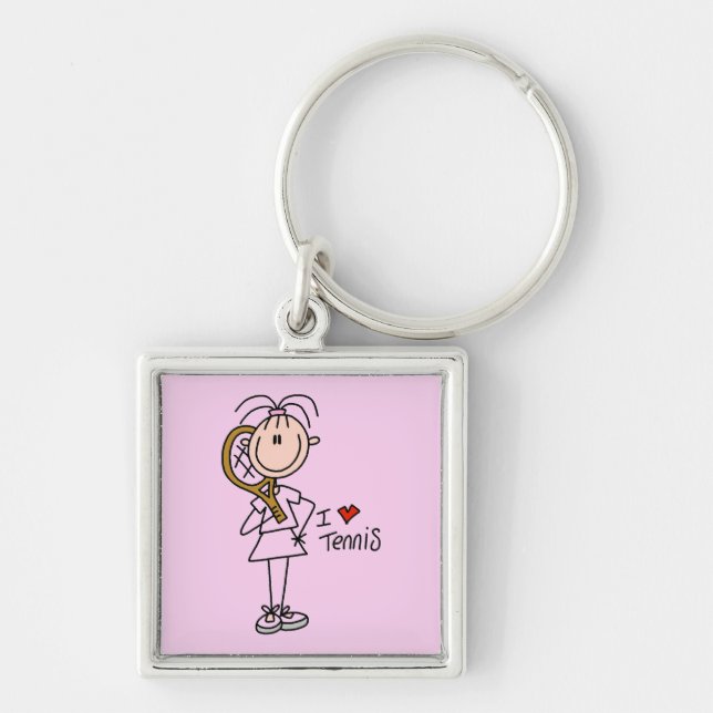 Liebe-Tennis-T-Shirts und Geschenke des Mädchen-I Schlüsselanhänger (Vorne)