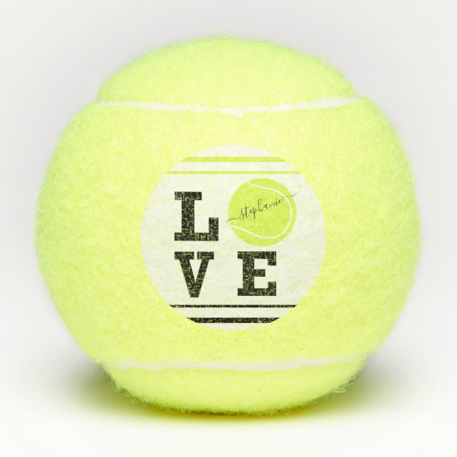 Liebe Tennis Vorname Gelber Ball (Vorderseite)